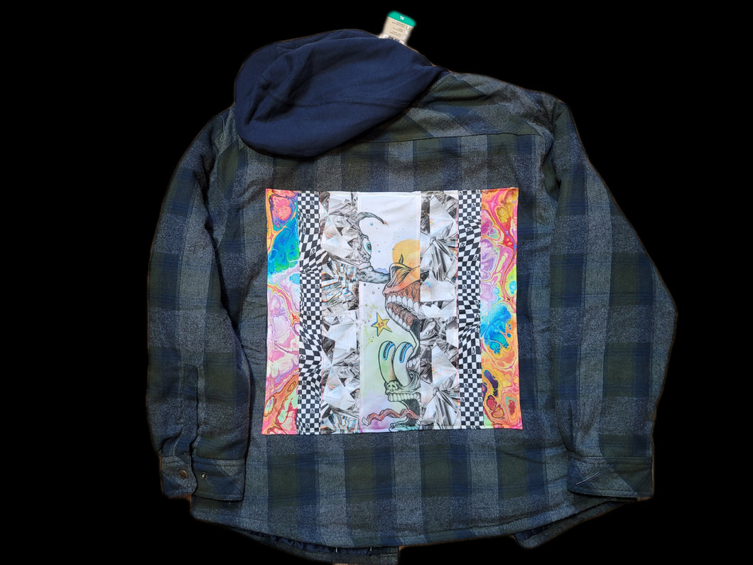 OOAK- XL Trip Dimension Hooded Flannel